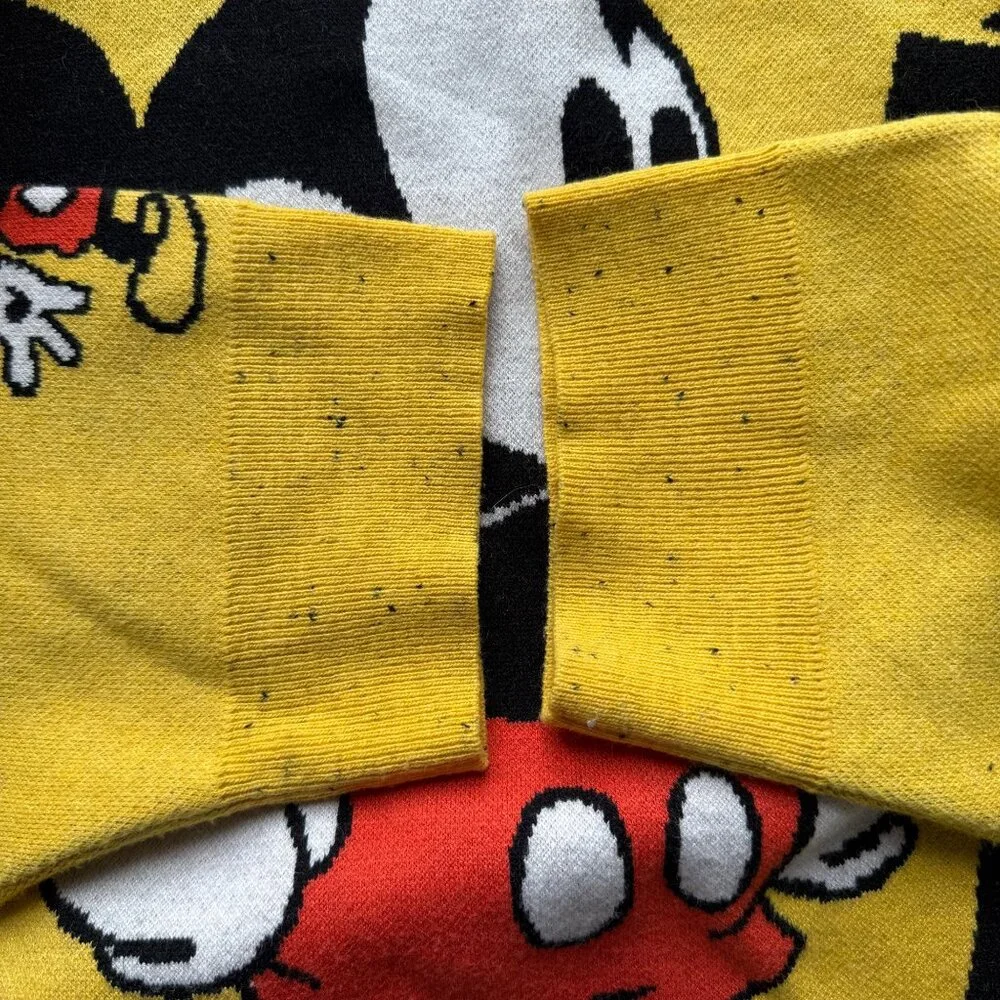 Disney Mickey Mouse Graphic Knit Yellow Pullover Sweater Size 3X Oversized